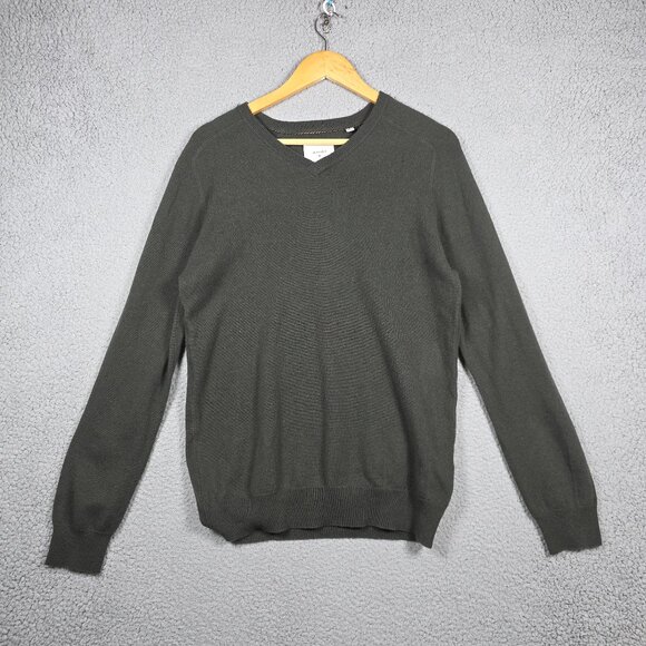 Billy Reid Sweater Men Size Medium Deep Green V-Neck Slim Fit Italy Cashmere - Picture 1 of 12